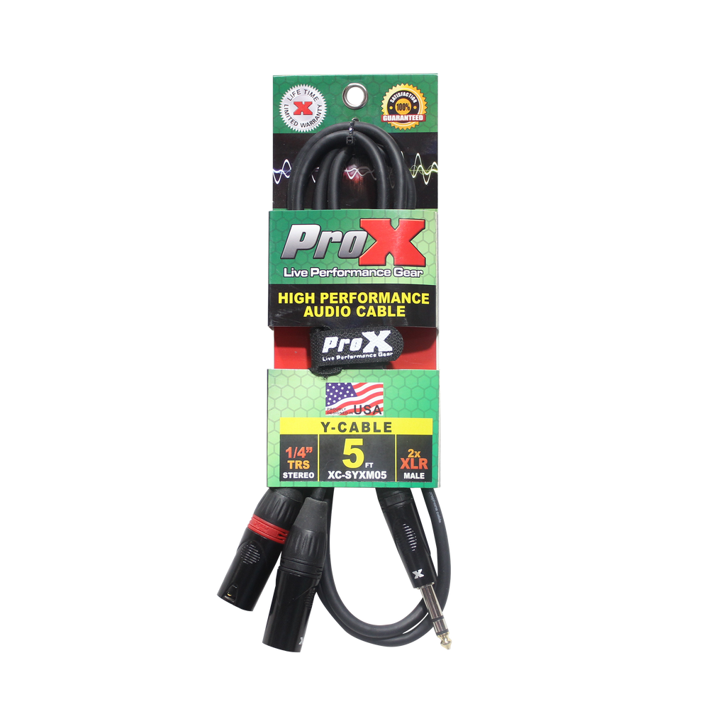 5 Ft. 1/4" TRS-M Stereo to Dual XLR3-M High Performance Y Cable
