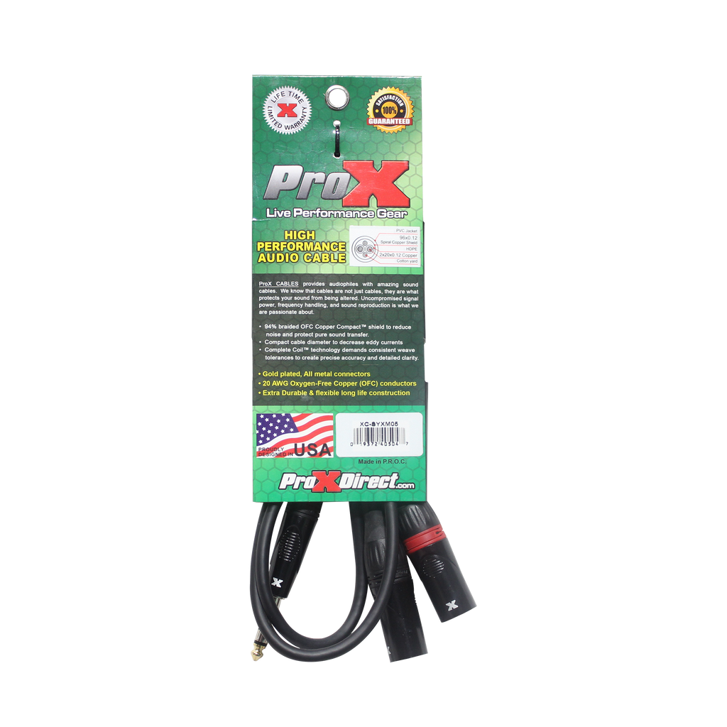 10PCS 5 Ft. 1/4" TRS-M Stereo to Dual XLR3-M High Performance Y Cable