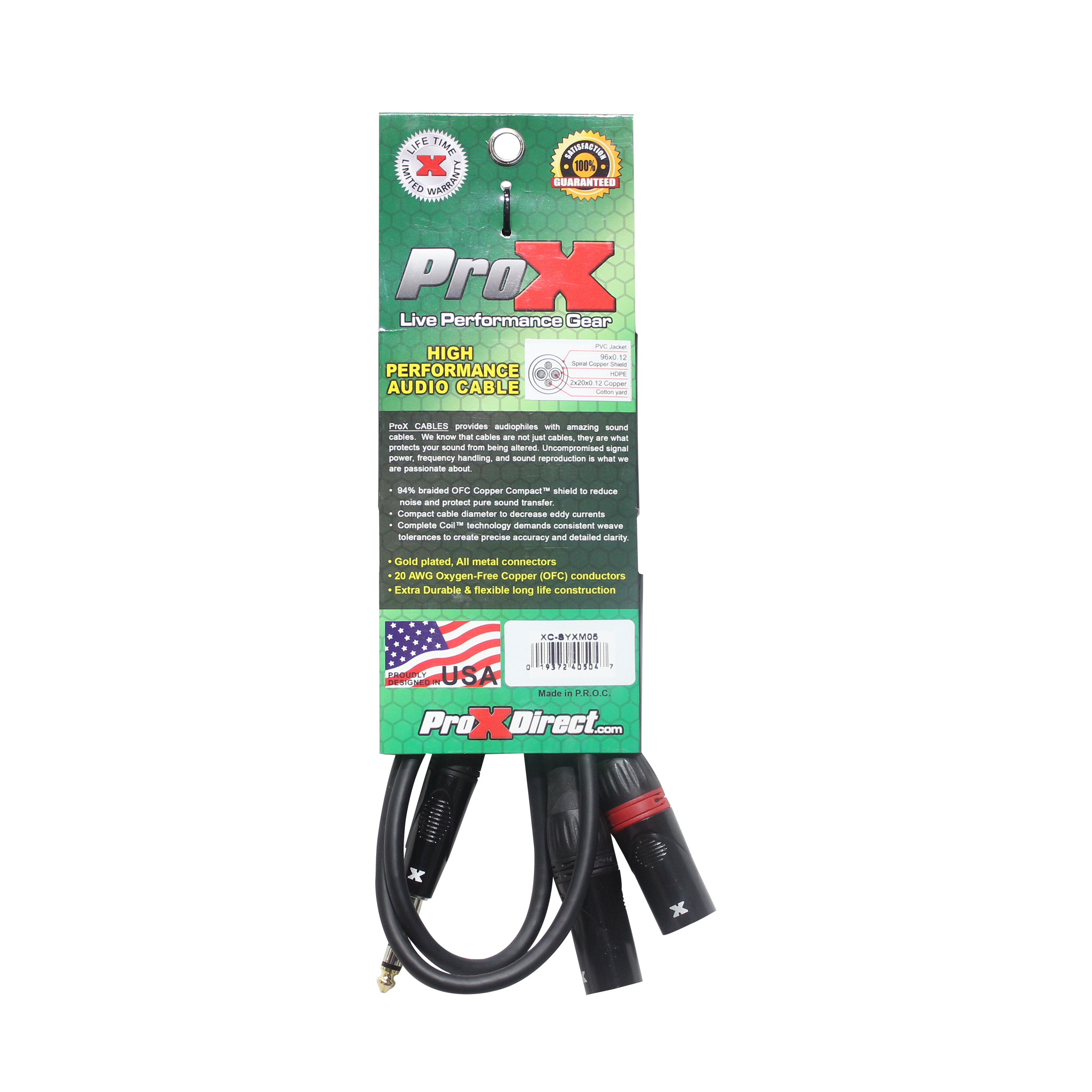 10PCS 5 Ft. 1/4" TRS-M Stereo to Dual XLR3-M High Performance Y Cable