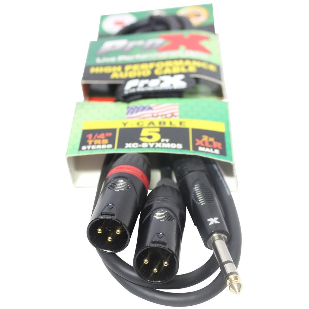 5 Ft. 1/4" TRS-M Stereo to Dual XLR3-M High Performance Y Cable