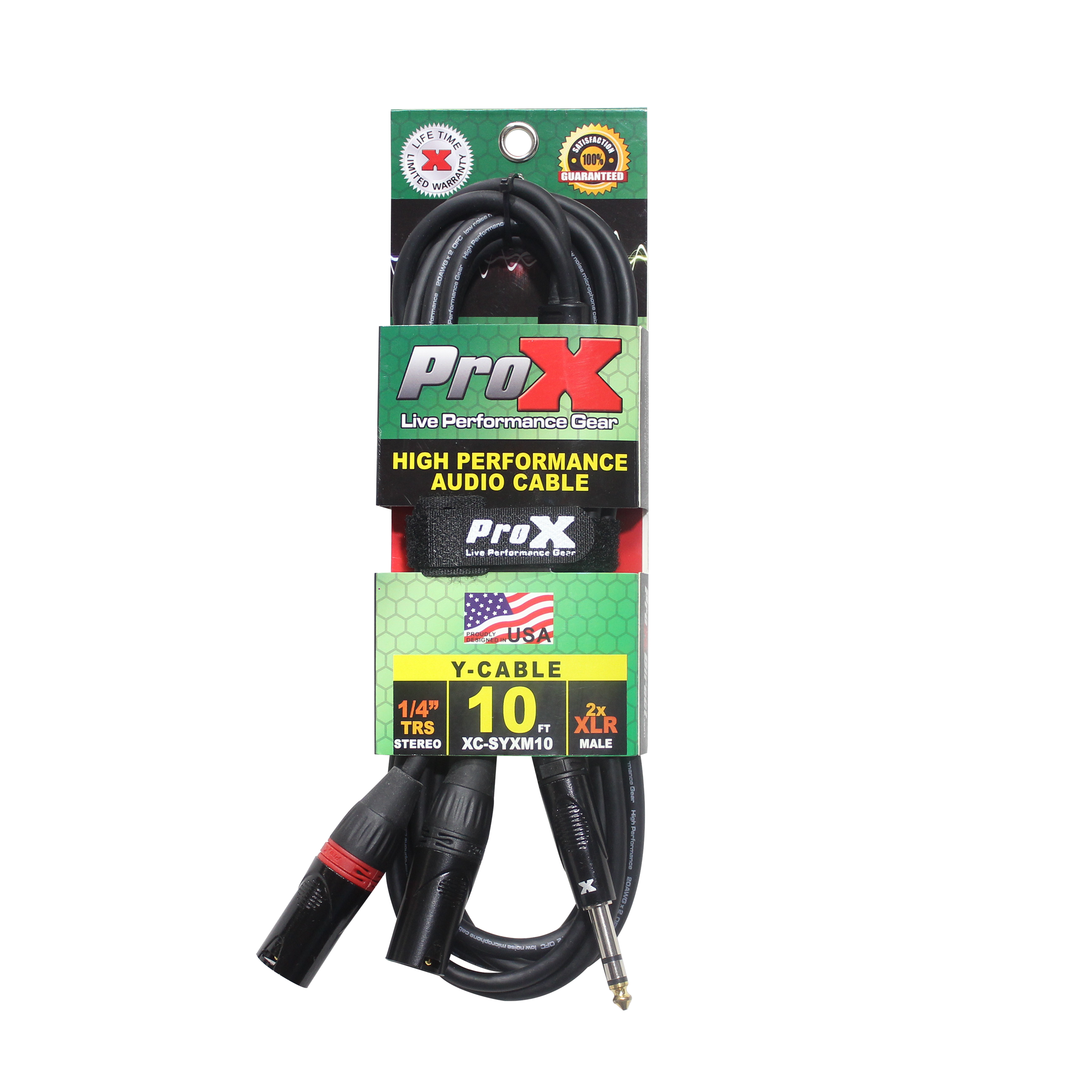 10 Ft. 1/4" TRS-M Stereo to Dual XLR3-M High Performance Y Cable