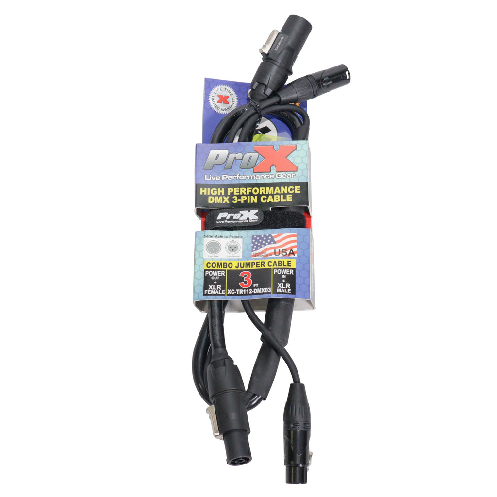 10PCS 3' FT Dual Powerkon to Dual DMX Combo Link Jumper Cable