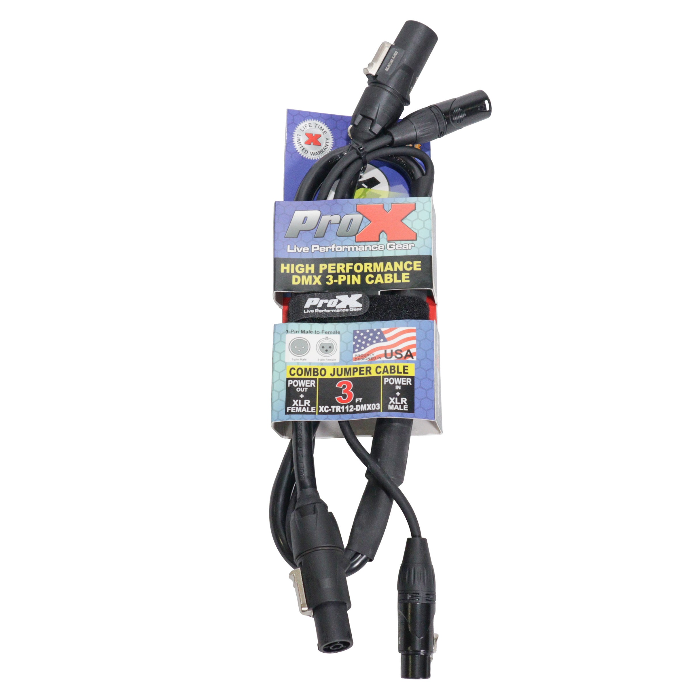 3' FT Dual Powerkon to Dual DMX Combo Link Jumper Cable