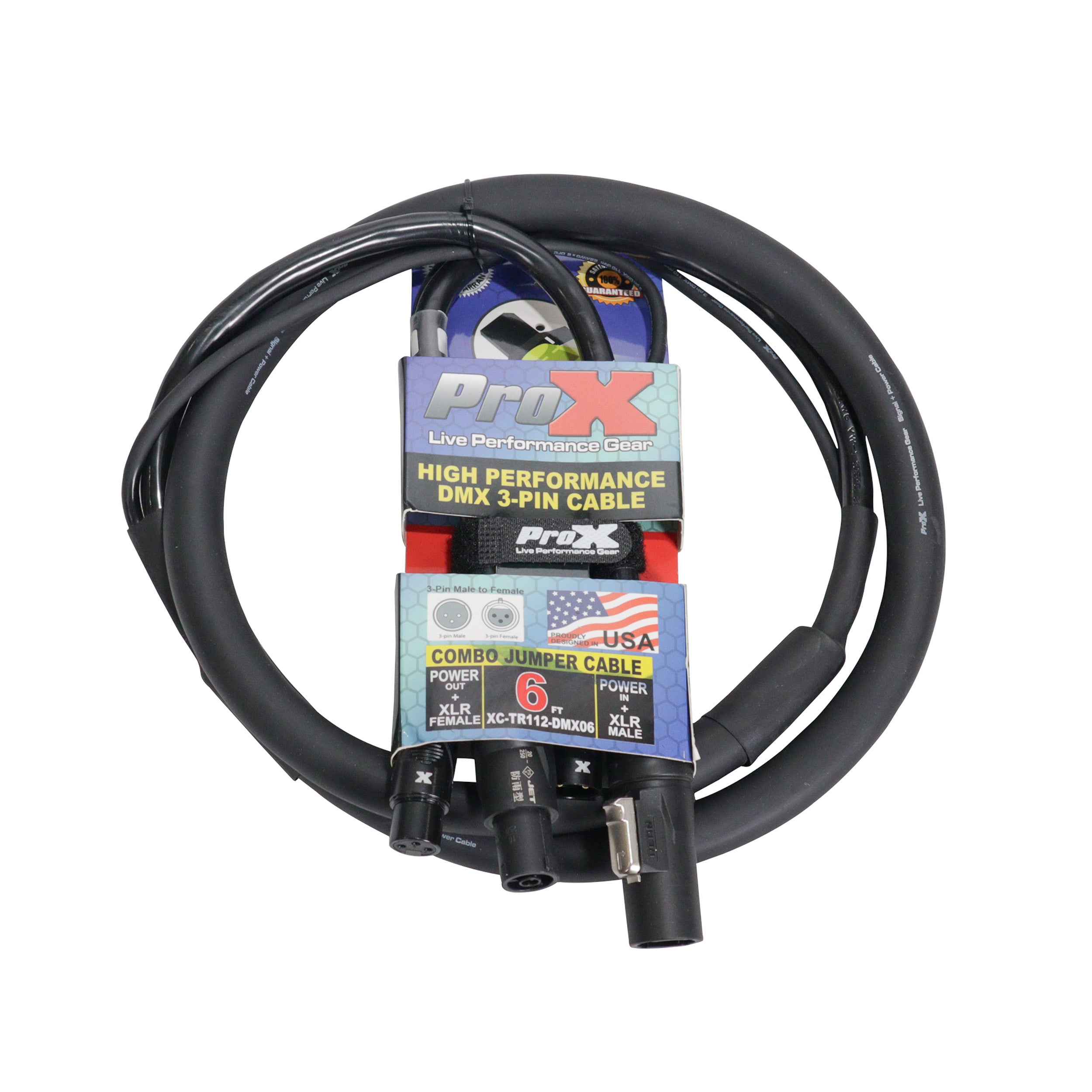 6' FT Dual Powerkon to Dual DMX Combo Link Jumper Cable