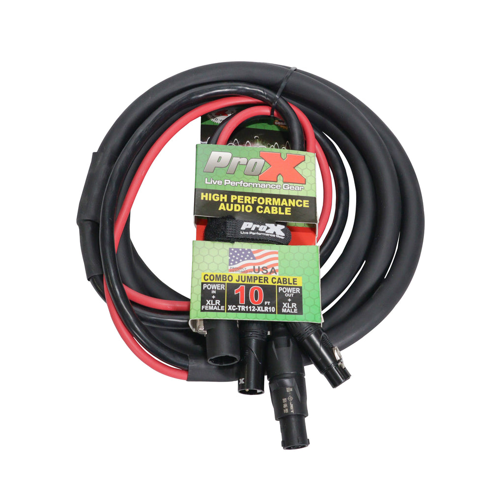 10' FT Dual Powerkon to XLR Dual Audio Combo Jumper Link Jumper Cable