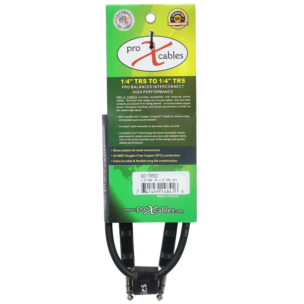 10PCS 3 Ft. Balanced 1/4" TRS-M to TRS-M High Performance Audio Cable