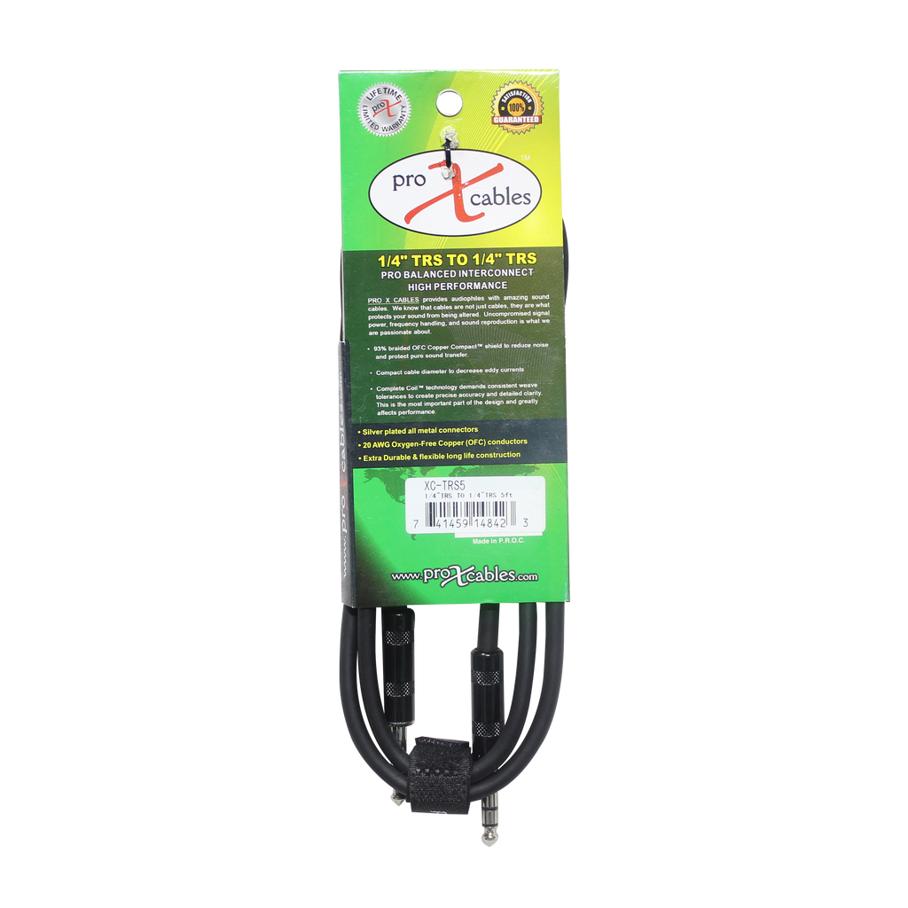 5 Ft. Balanced 1/4" TRS-M to TRS-M High Performance Audio Cable
