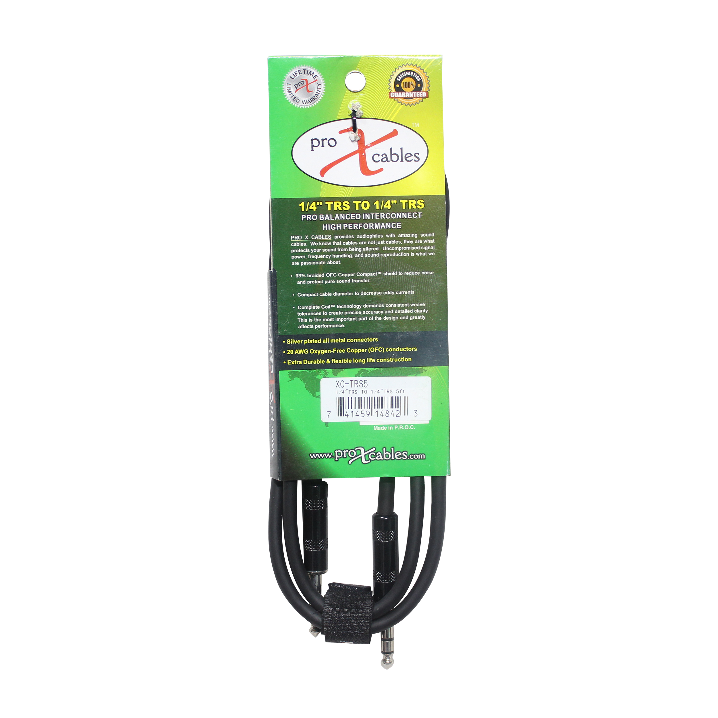 50PCS 5 Ft. Balanced 1/4" TRS-M to TRS-M High Performance Audio Cable