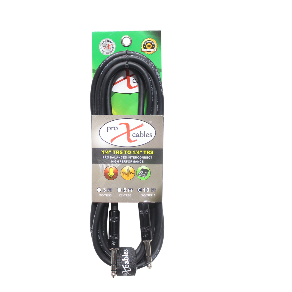 10PCS 10 Ft. Balanced 1/4" TRS-M to TRS-M High Performance Audio Cable