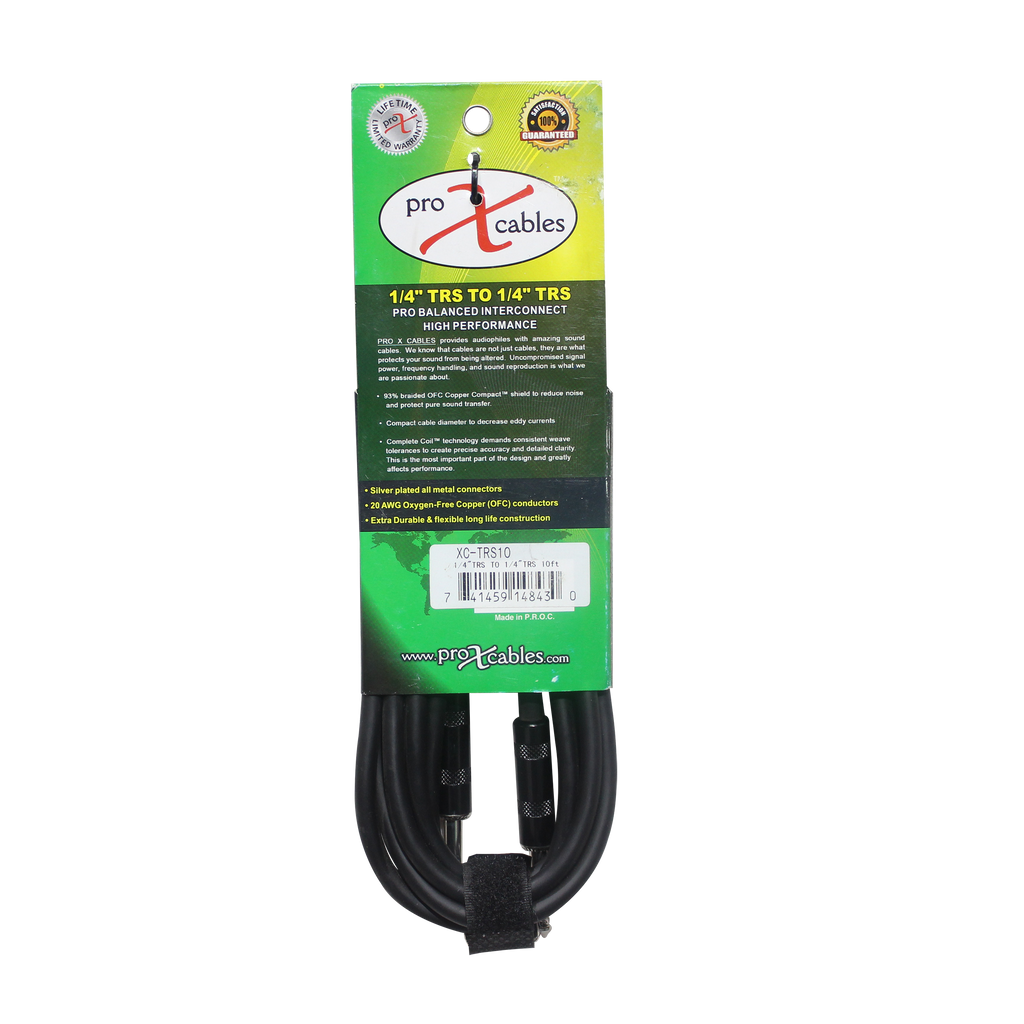 10 Ft. Balanced 1/4" TRS-M to TRS-M High Performance Audio Cable