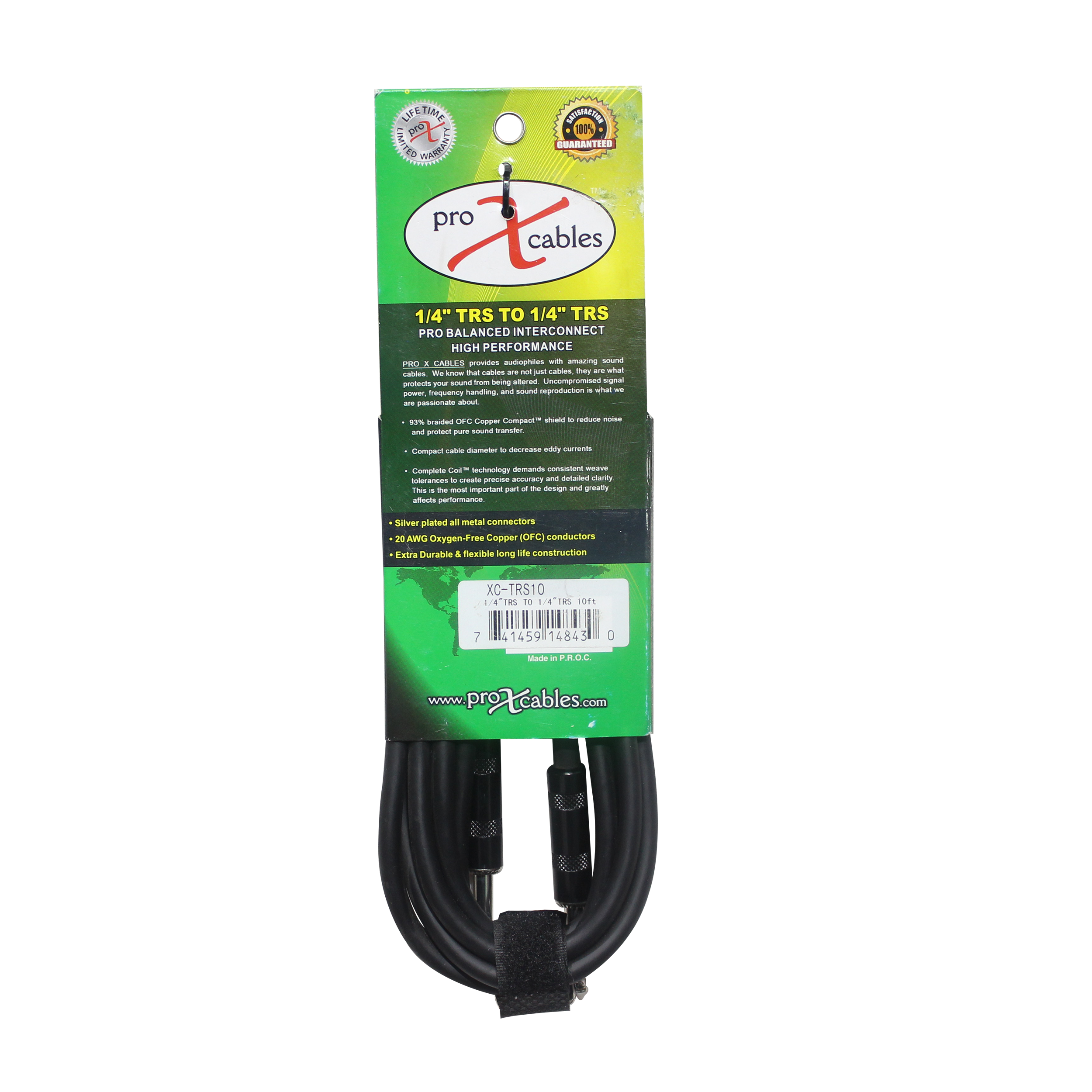 50PCS 10 Ft. Balanced 1/4" TRS-M to TRS-M High Performance Audio Cable