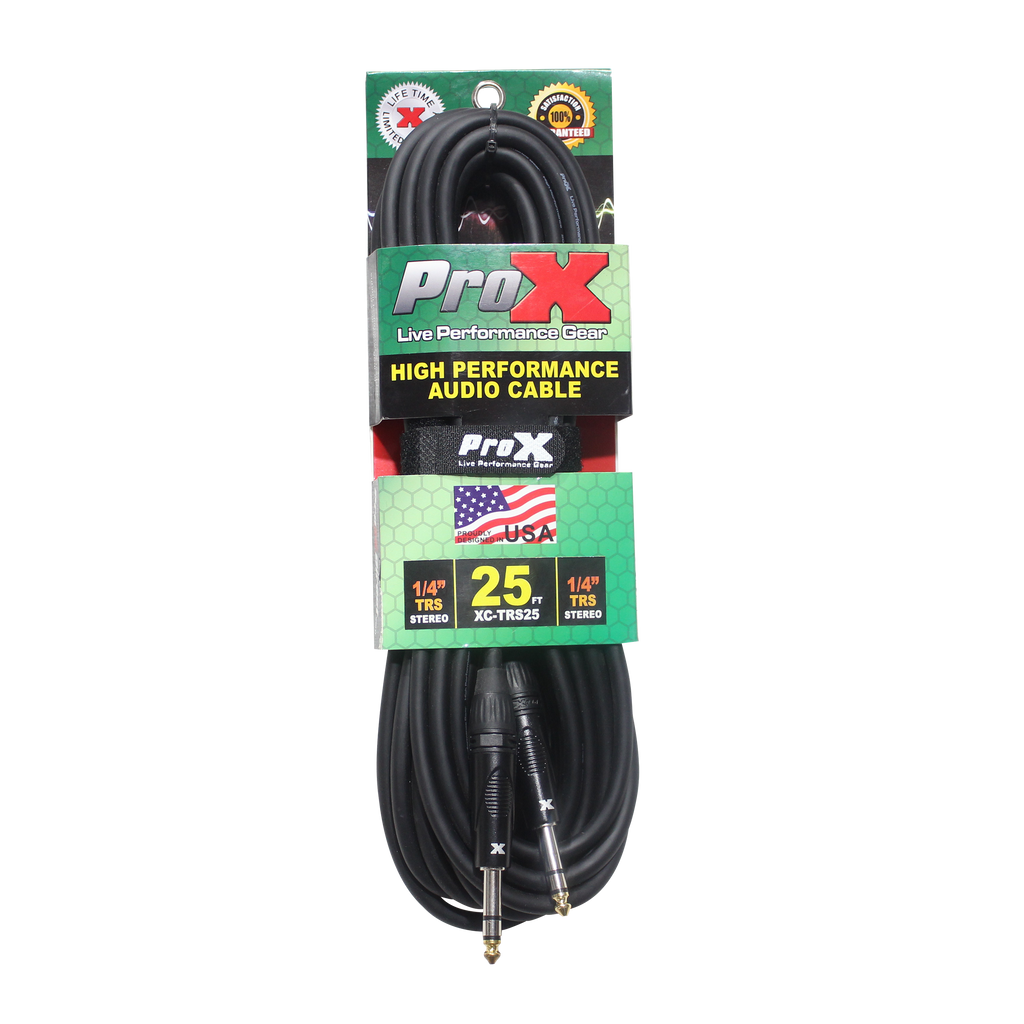 25 Ft. Balanced  1/4" TRS-M to TRS-M High Performance Audio Cable