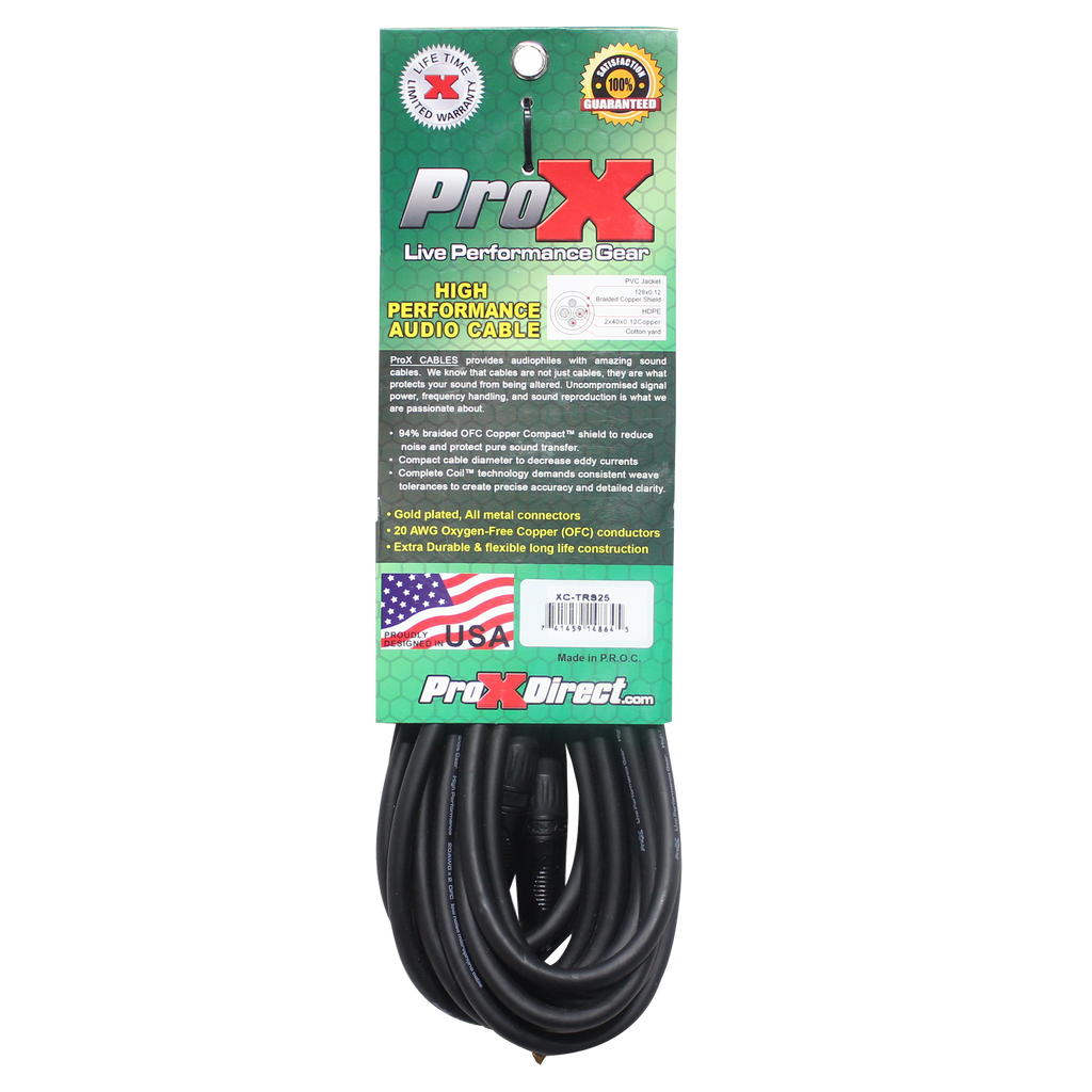 10PCS 25 Ft. Balanced  1/4" TRS-M to TRS-M High Performance Audio Cable