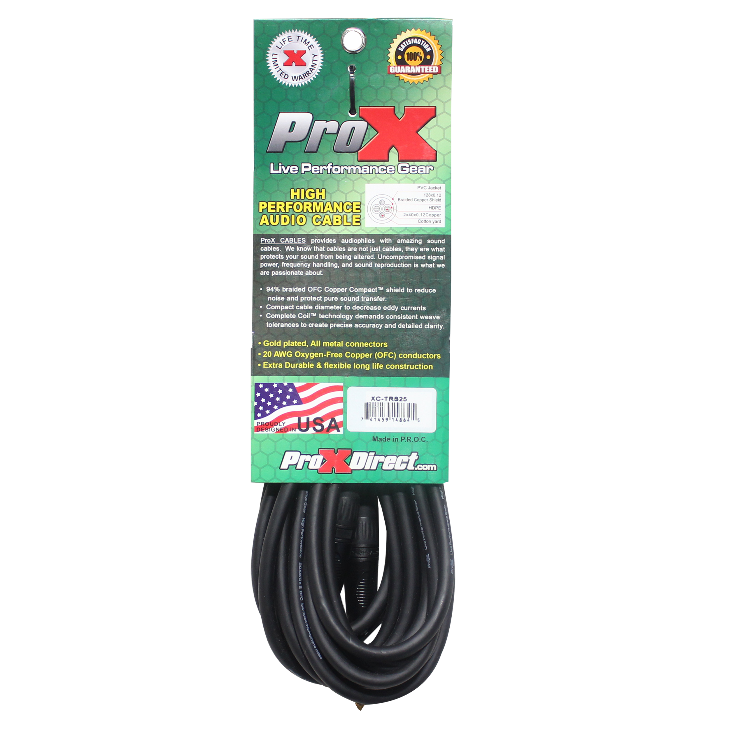 40PCS 25 Ft. Balanced  1/4" TRS-M to TRS-M High Performance Audio Cable