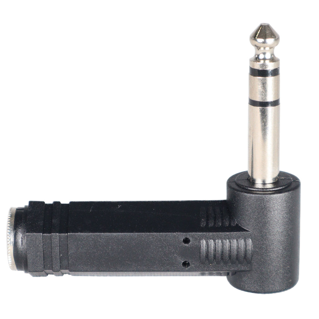 1/4" TRS Female to 1/4" TRS Male Right-Angle Adapter