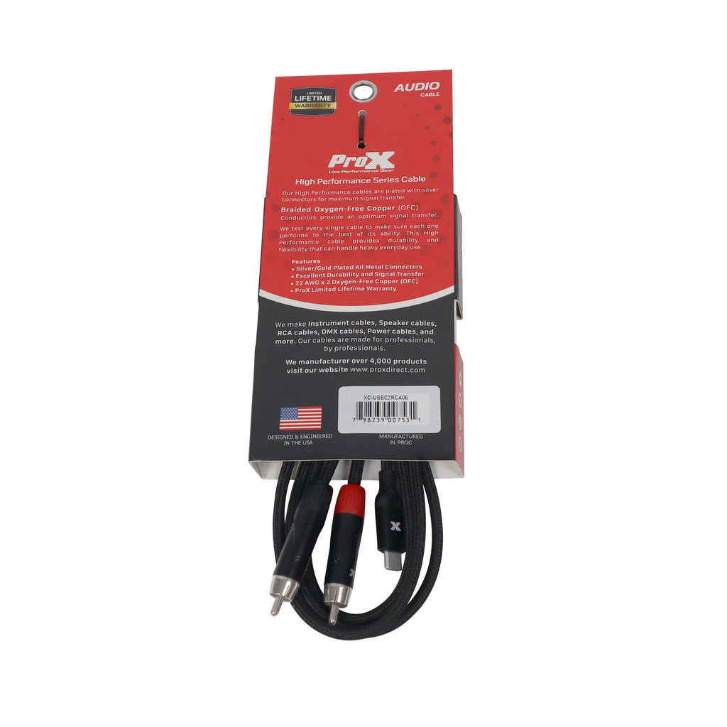 50PCS 6FT USB-C to Dual RCA