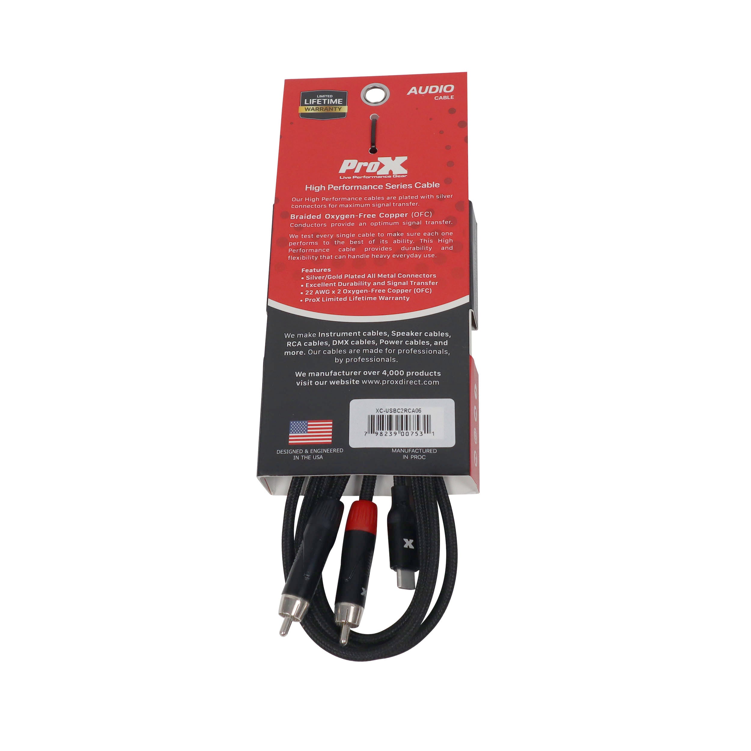50PCS 6FT USB-C to Dual RCA