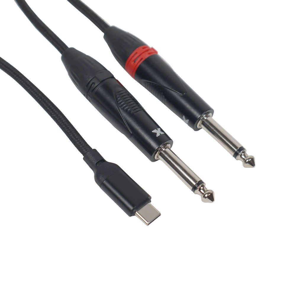 50PCS 3FT USB-C to Dual 1/4" TS