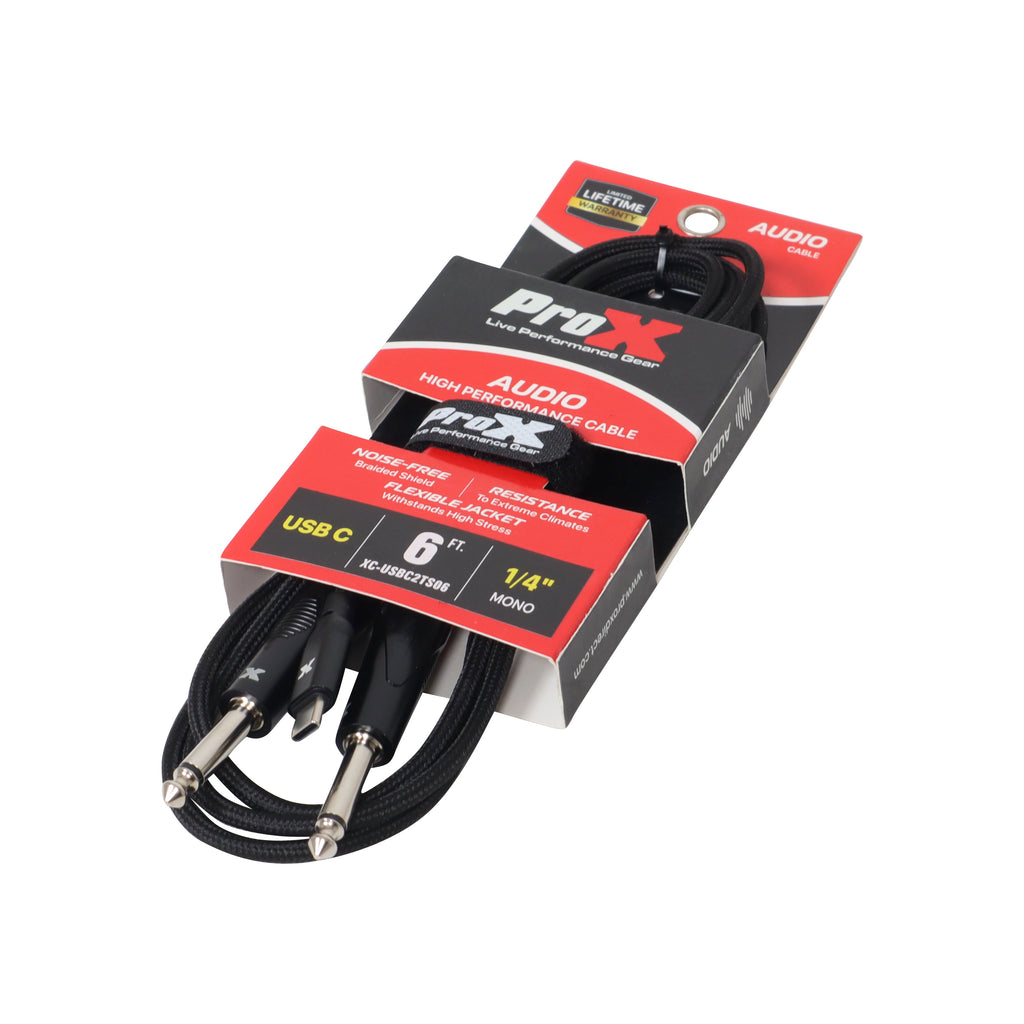 50PCS 6FT USB-C to Dual 1/4" TS