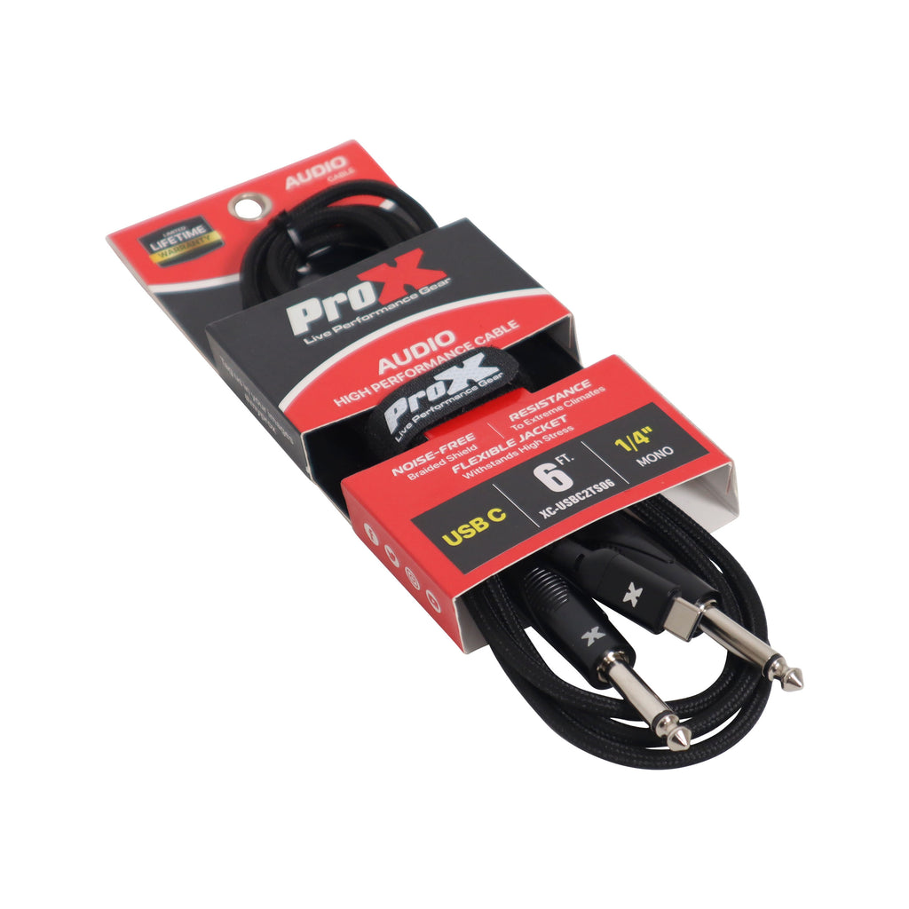 50PCS 6FT USB-C to Dual 1/4" TS