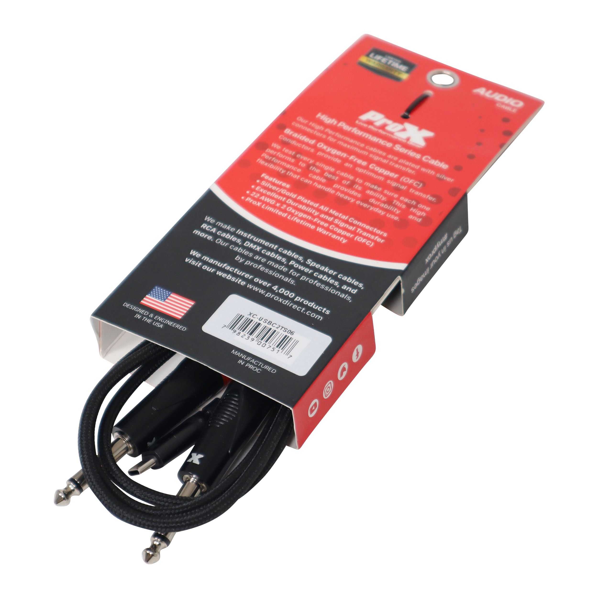 6FT USB-C to Dual 1/4" TS