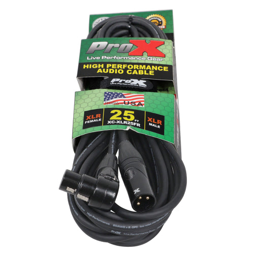 10PCS 25' Ft High Performance Right-angle XLR-F to XLR-M Audio Balanced Cable