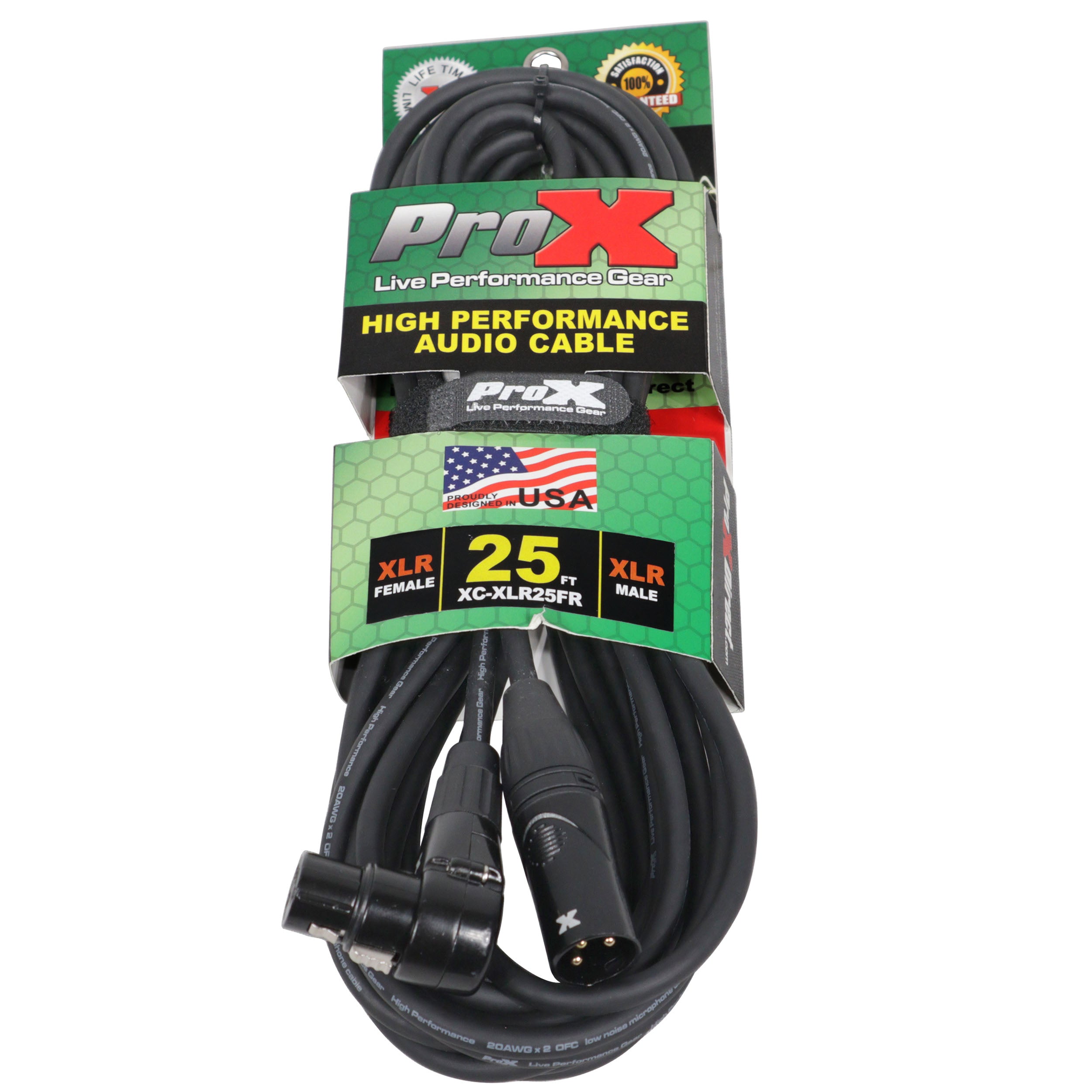 50PCS 25' Ft High Performance Right-angle XLR-F to XLR-M Audio Balanced Cable