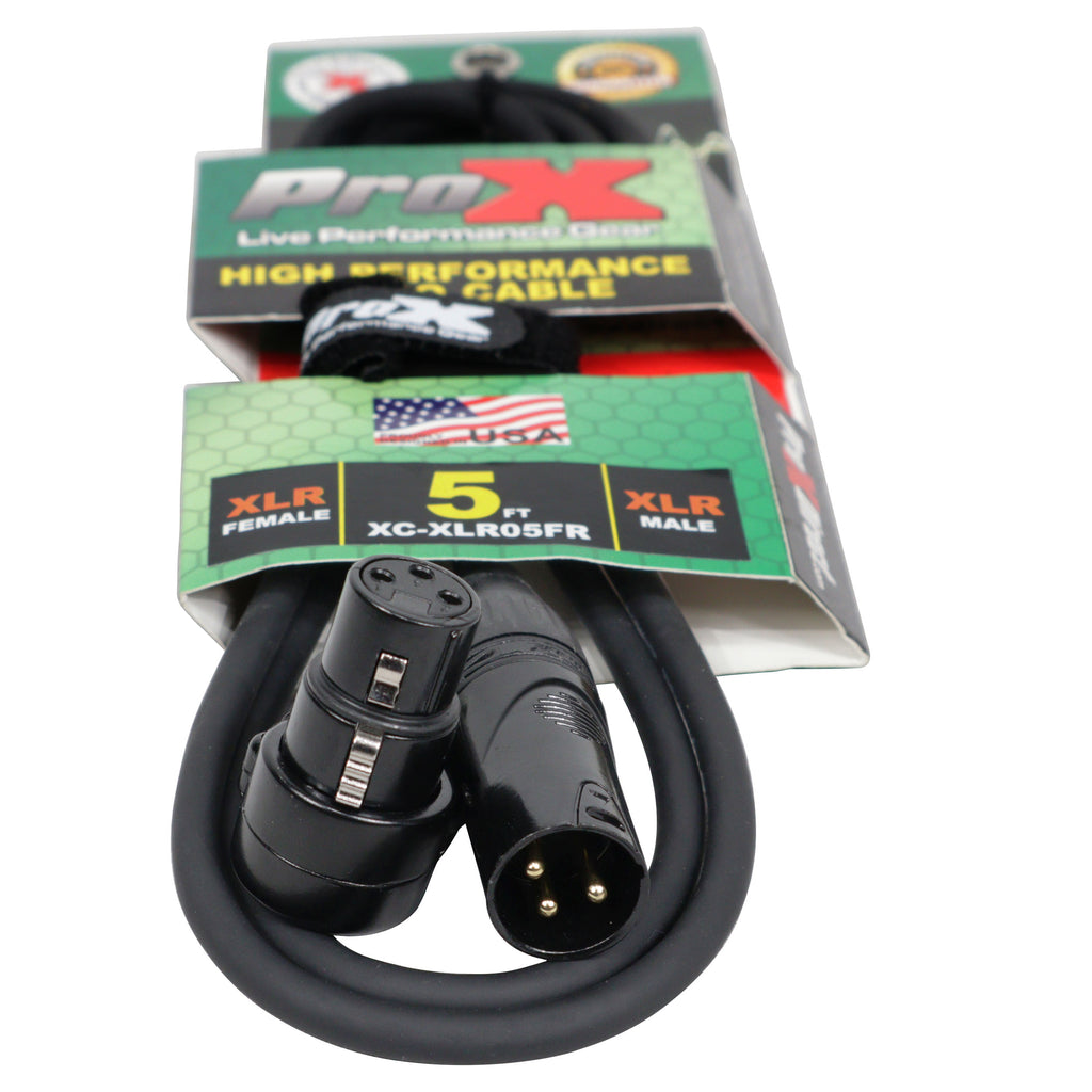 5' Ft High Performance Right-angle XLR-F to XLR-M Audio Balanced Cable