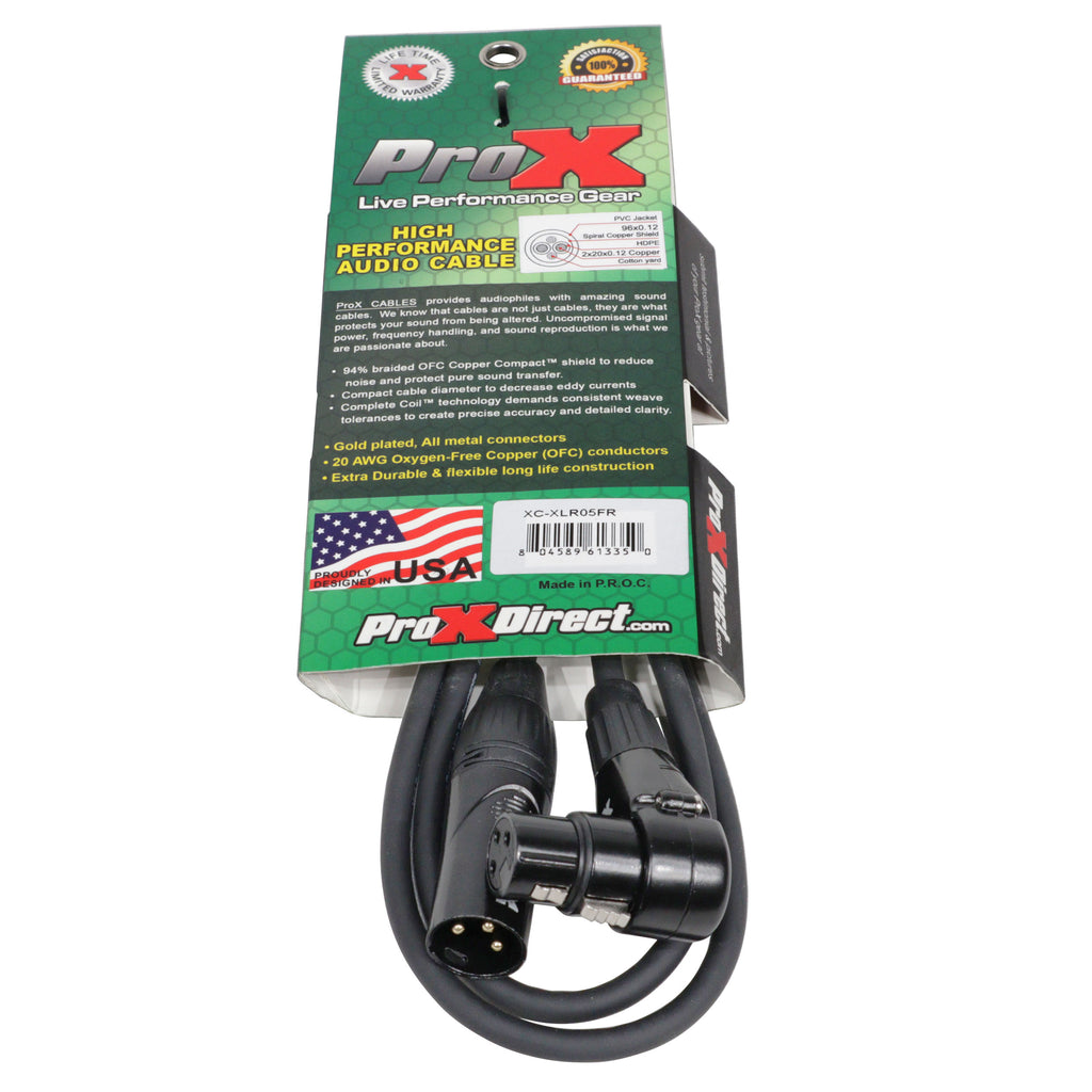 50PCS 5' Ft High Performance Right-angle XLR-F to XLR-M Audio Balanced Cable