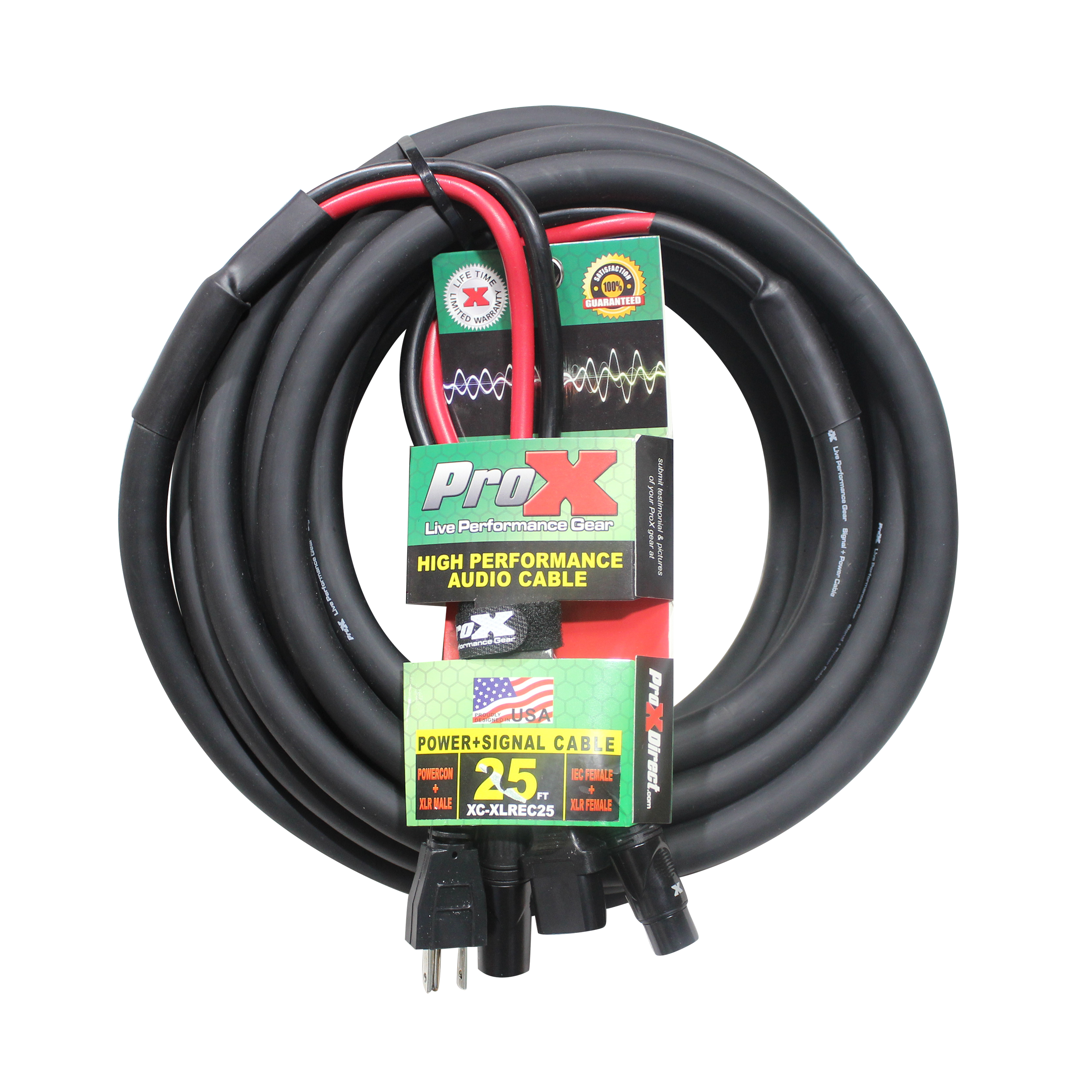 5PCS 25 Ft. XLR Audio + Edison to IEC Power Cable for PA DJ Speakers