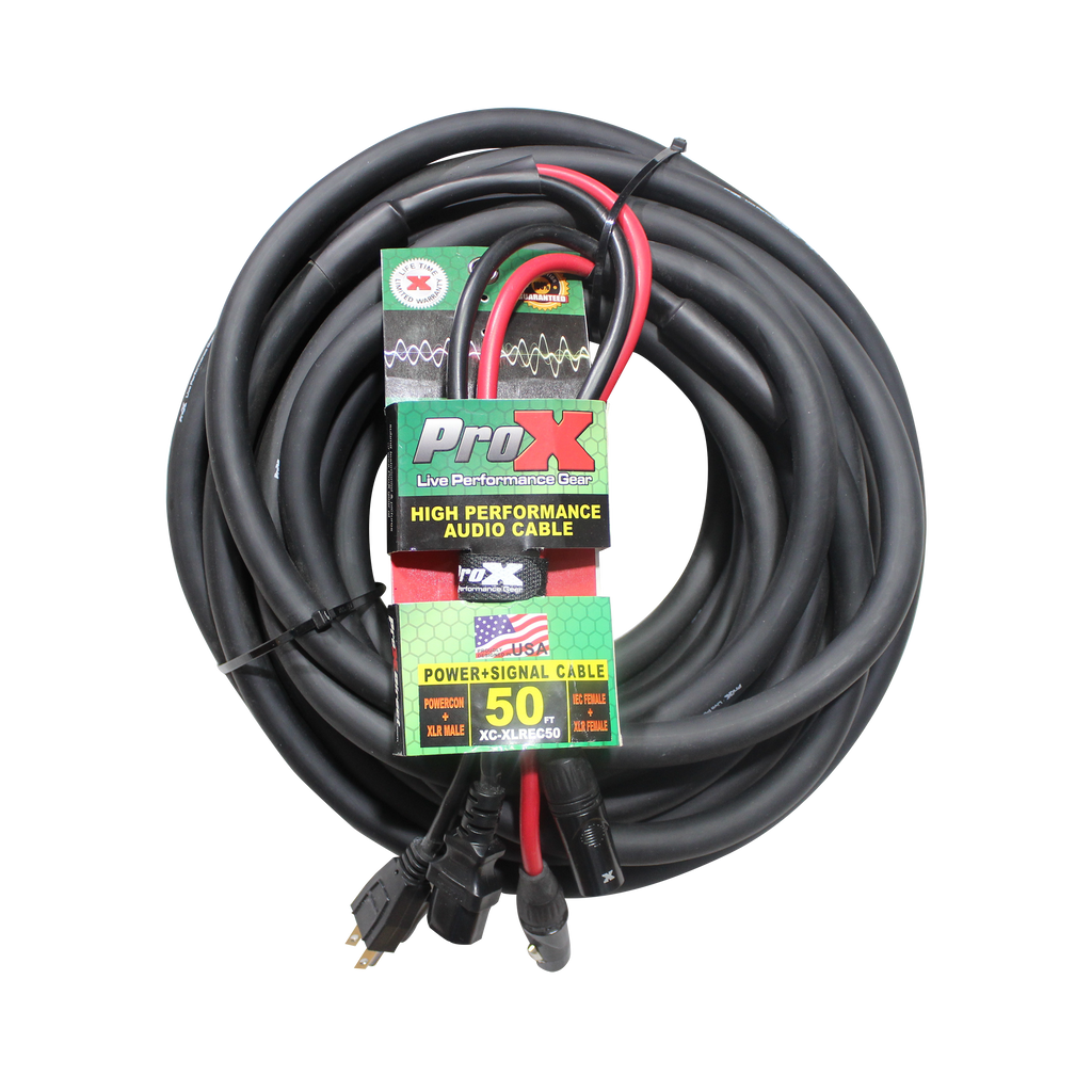 4PCS 50 Ft. XLR Audio + Edison to IEC Power Cable for PA DJ Speakers