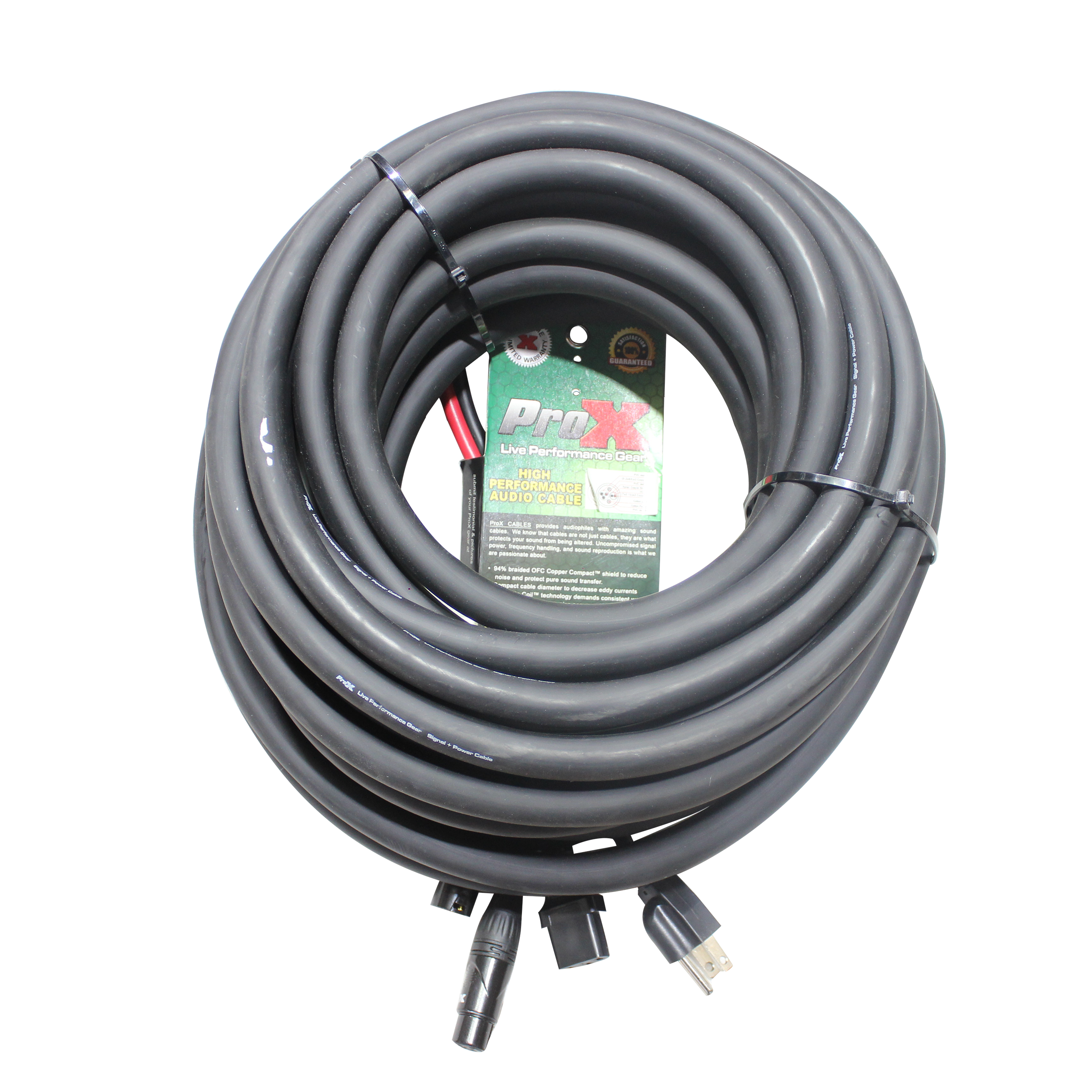 50 Ft. XLR Audio + Edison to IEC Power Cable for PA DJ Speakers