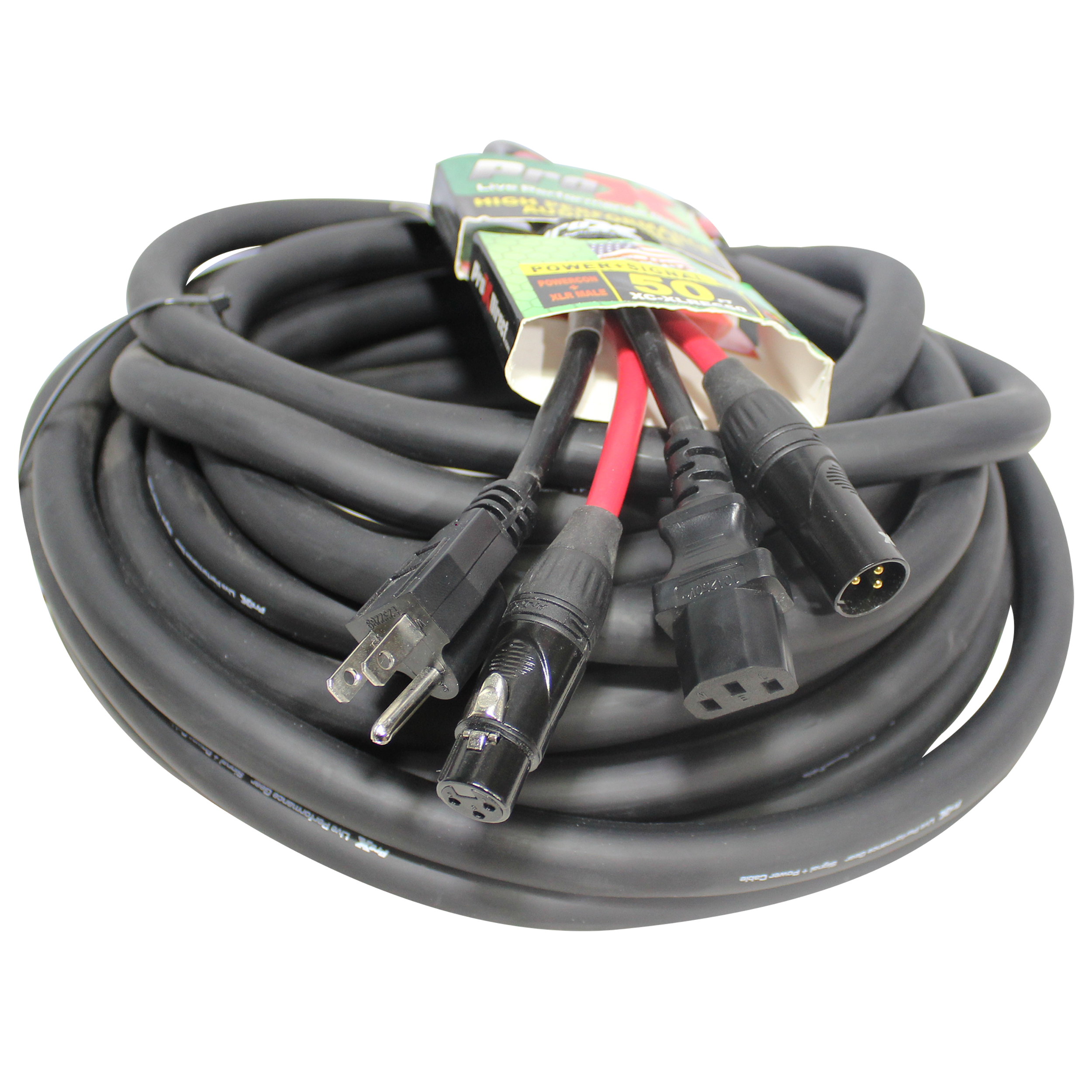4PCS 50 Ft. XLR Audio + Edison to IEC Power Cable for PA DJ Speakers