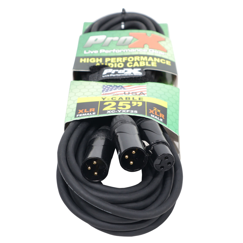 10PCS 25' Ft High Performace Y-Cable XLR-F to Dual XLR-M Audio Cable
