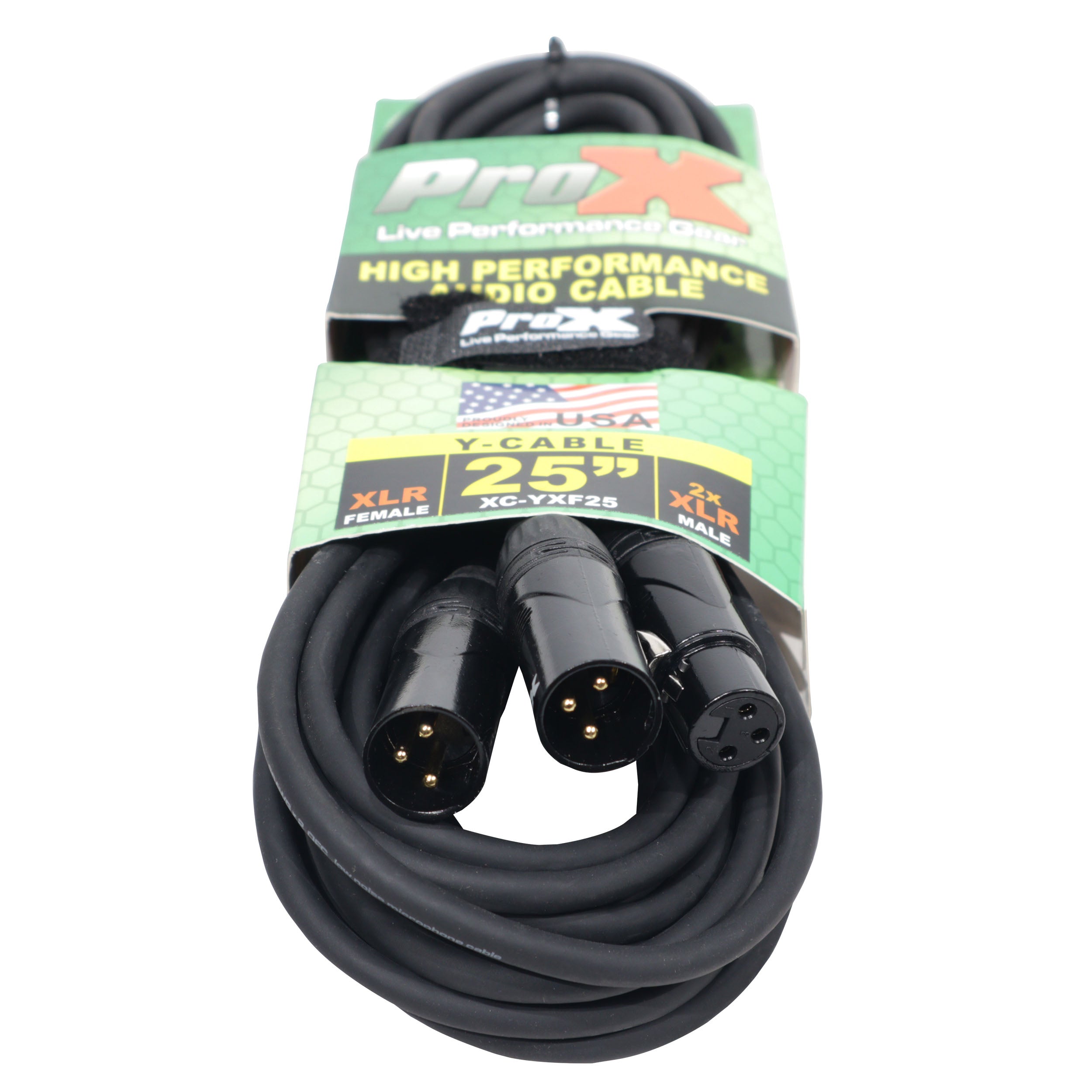 25' Ft High Performace Y-Cable XLR-F to Dual XLR-M Audio Cable