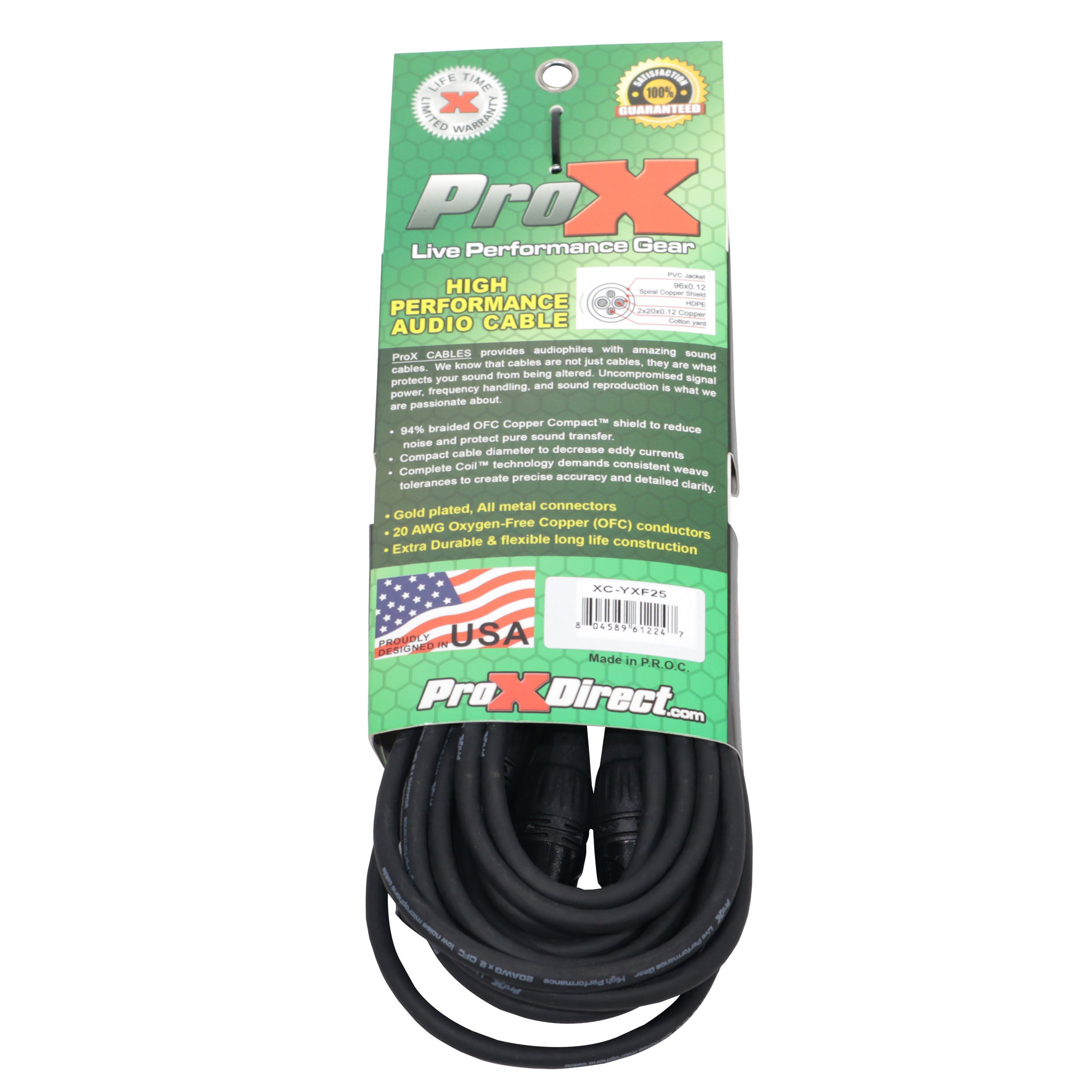 25' Ft High Performace Y-Cable XLR-F to Dual XLR-M Audio Cable