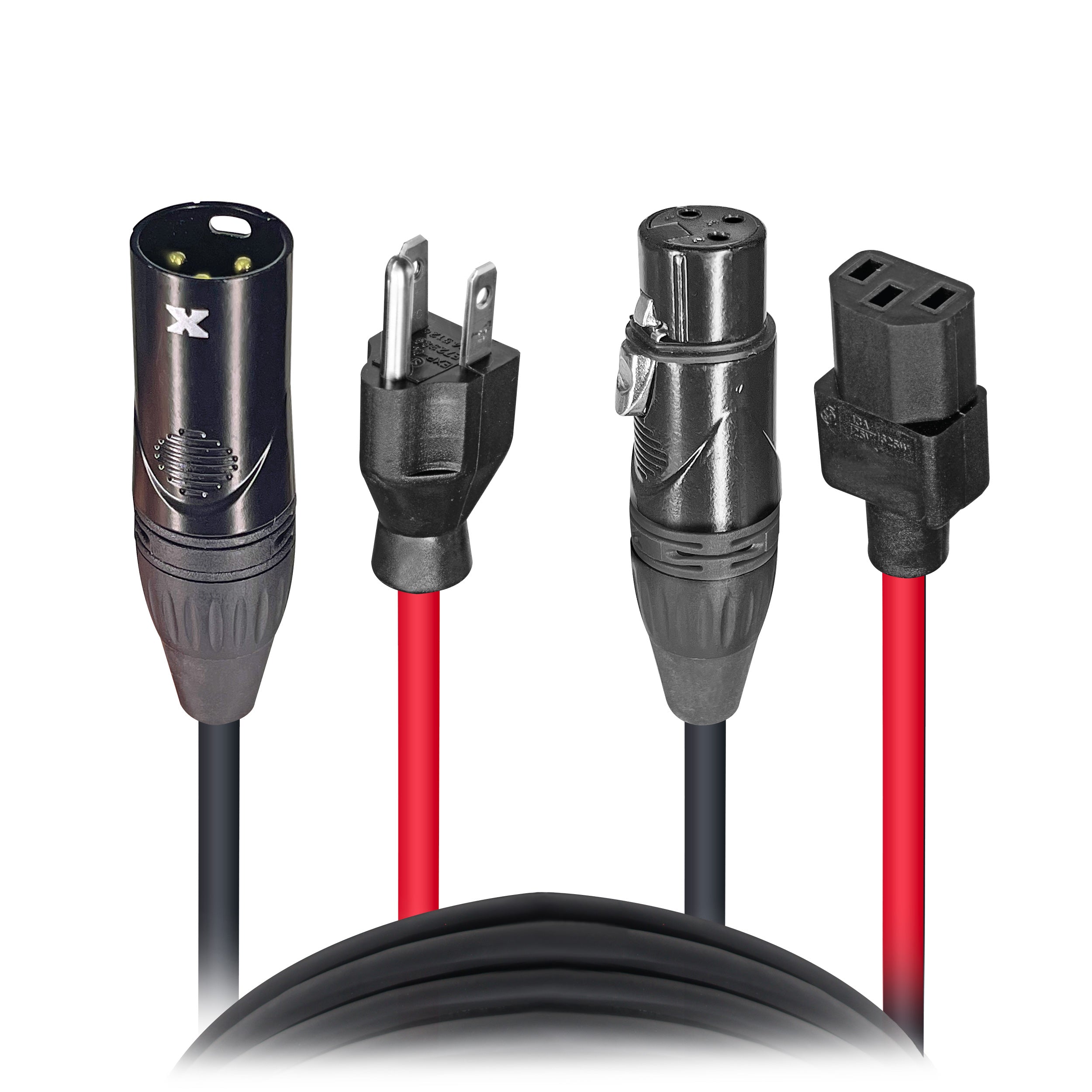 4PCS 50 Ft. XLR Audio + Edison to IEC Power Cable for PA DJ Speakers