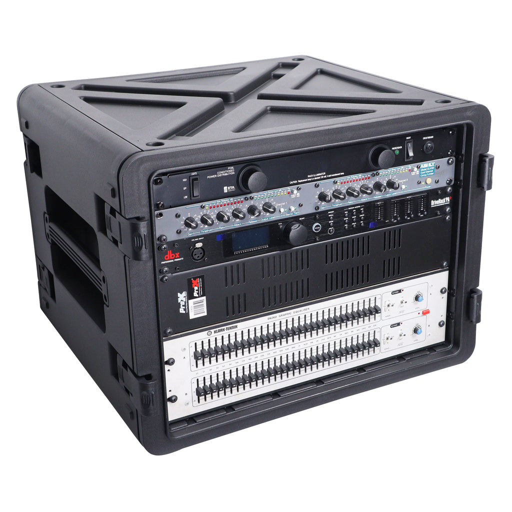 UltronX Watertight 8U Rack Space Molded Plastic Case - 18" Depth Front Rail to Rail