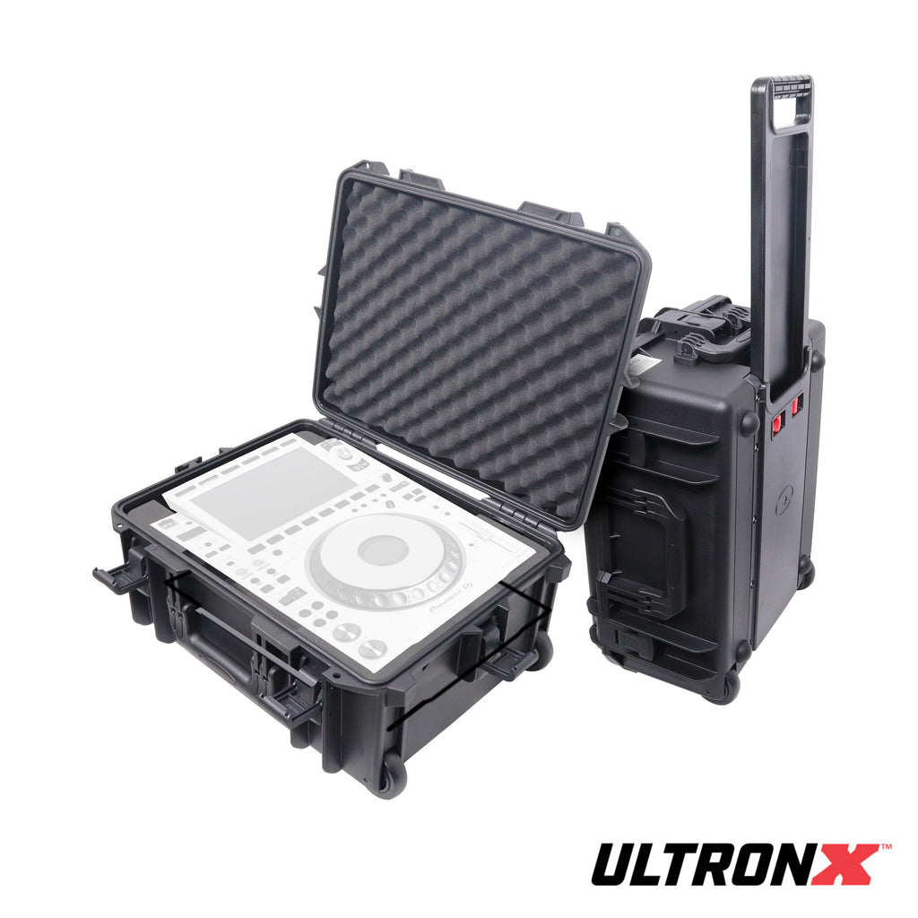 UltronX Watertight Case Holds Pioneer CDJ-3000 Yamaha DM3 / 12" Mixers with Handle and Wheels