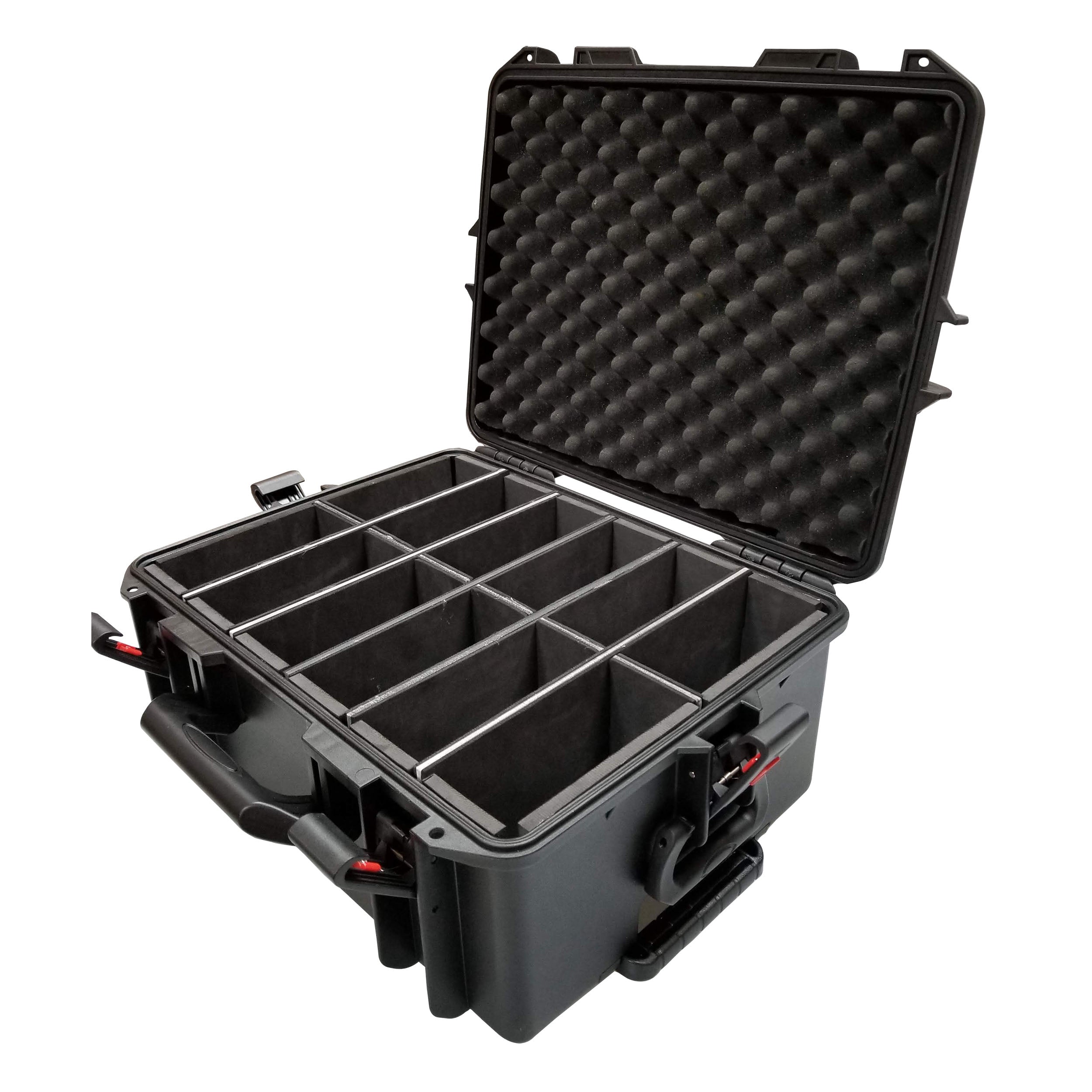 UltronX Watertight Case for 12 ApeLabs MAXI Lights W-Extendable Handle and Wheels