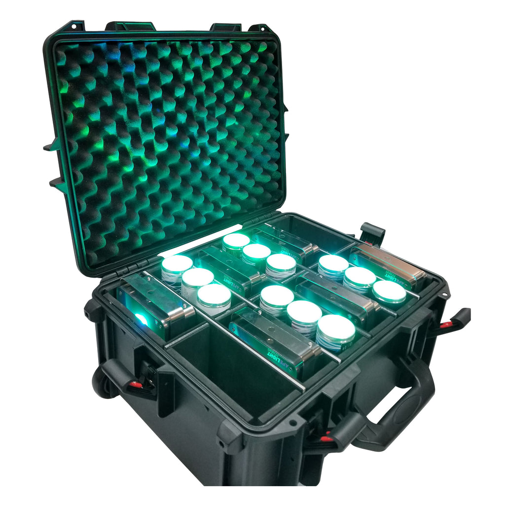 UltronX Watertight Case for 12 ApeLabs MAXI Lights W-Extendable Handle and Wheels