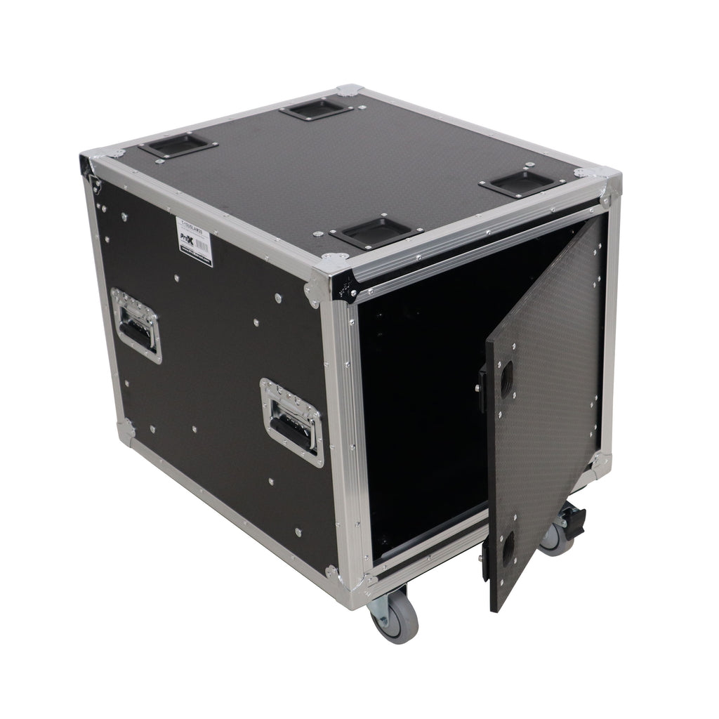 10U 20" Deep Vertical Rack to Rack  Shock Mount Case with 2 Sliding Slam Doors & 4" Caster Wheels