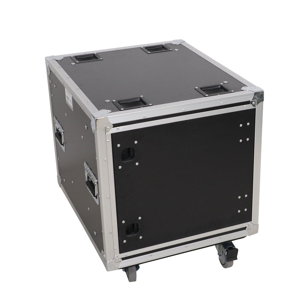 10U 20" Deep Vertical Rack to Rack  Shock Mount Case with 2 Sliding Slam Doors & 4" Caster Wheels