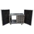 12U Shockproof Workstation Case W-Dual Side Table and Drawers | 24 In Rail to Rail
