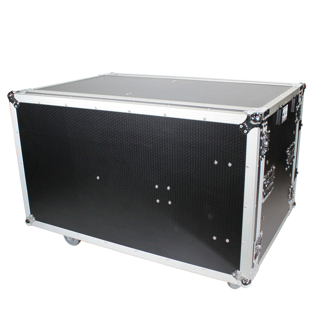 12U Shockproof Workstation Case W-Dual Side Table and Drawers | 24 In Rail to Rail