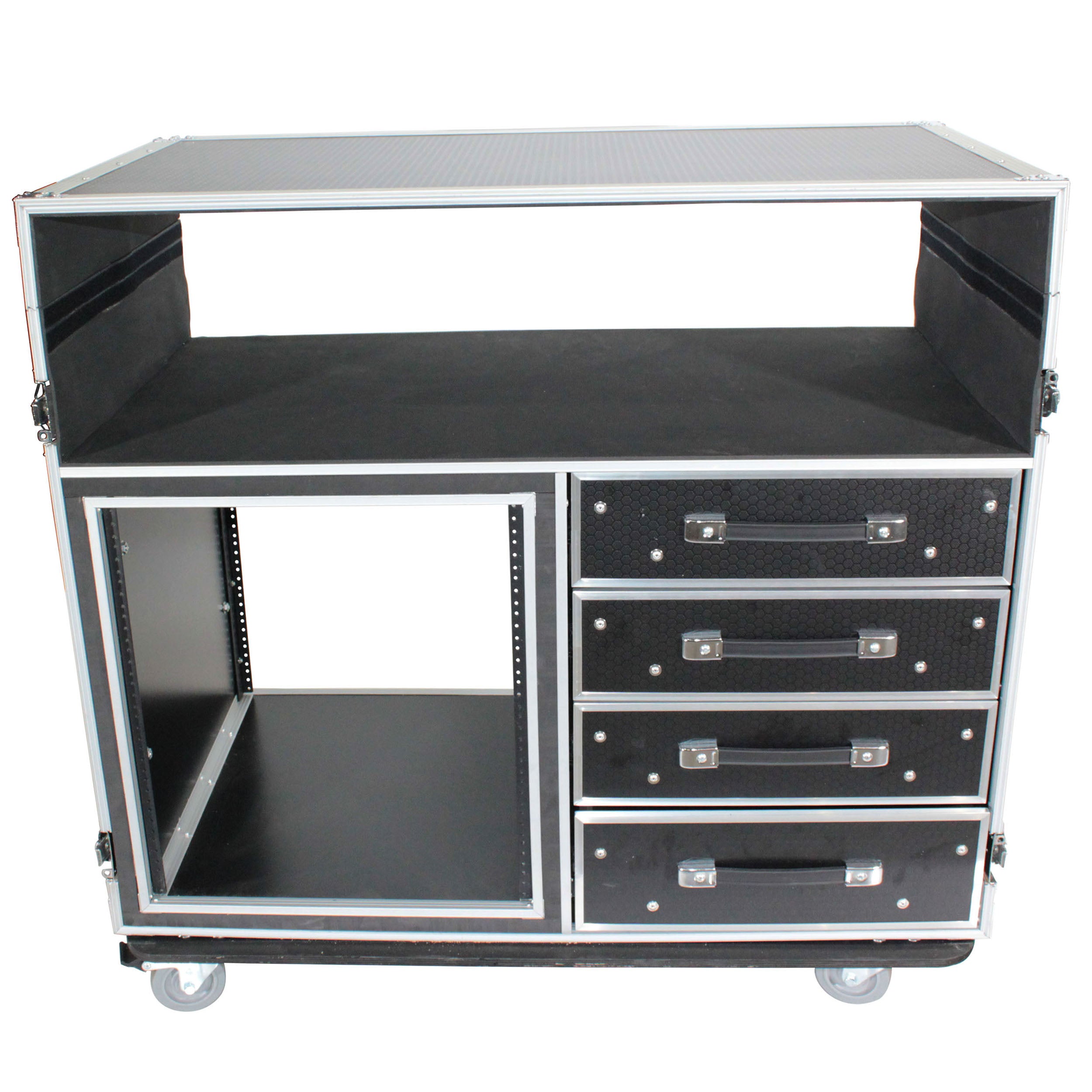ATA Flight Style Mixing Console Case 12U Shockproof Rack (2) Side Tables