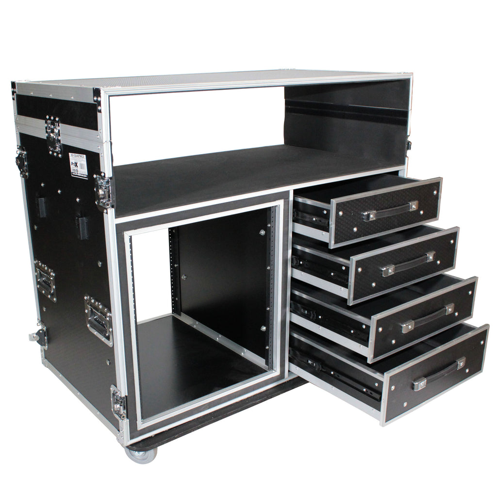 ATA Flight Style Mixing Console Case 12U Shockproof Rack (2) Side Tables