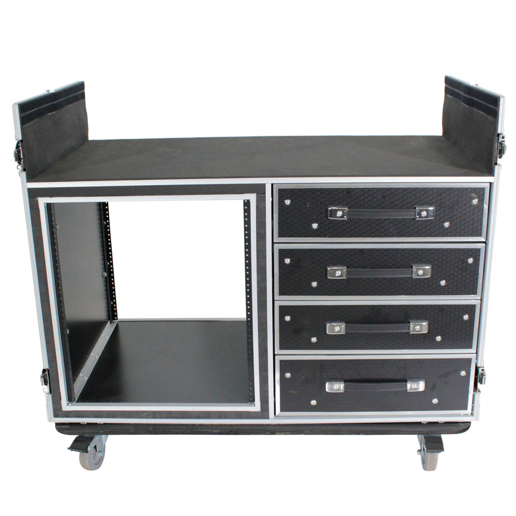 ATA Flight Style Mixing Console Case 12U Shockproof Rack (2) Side Tables
