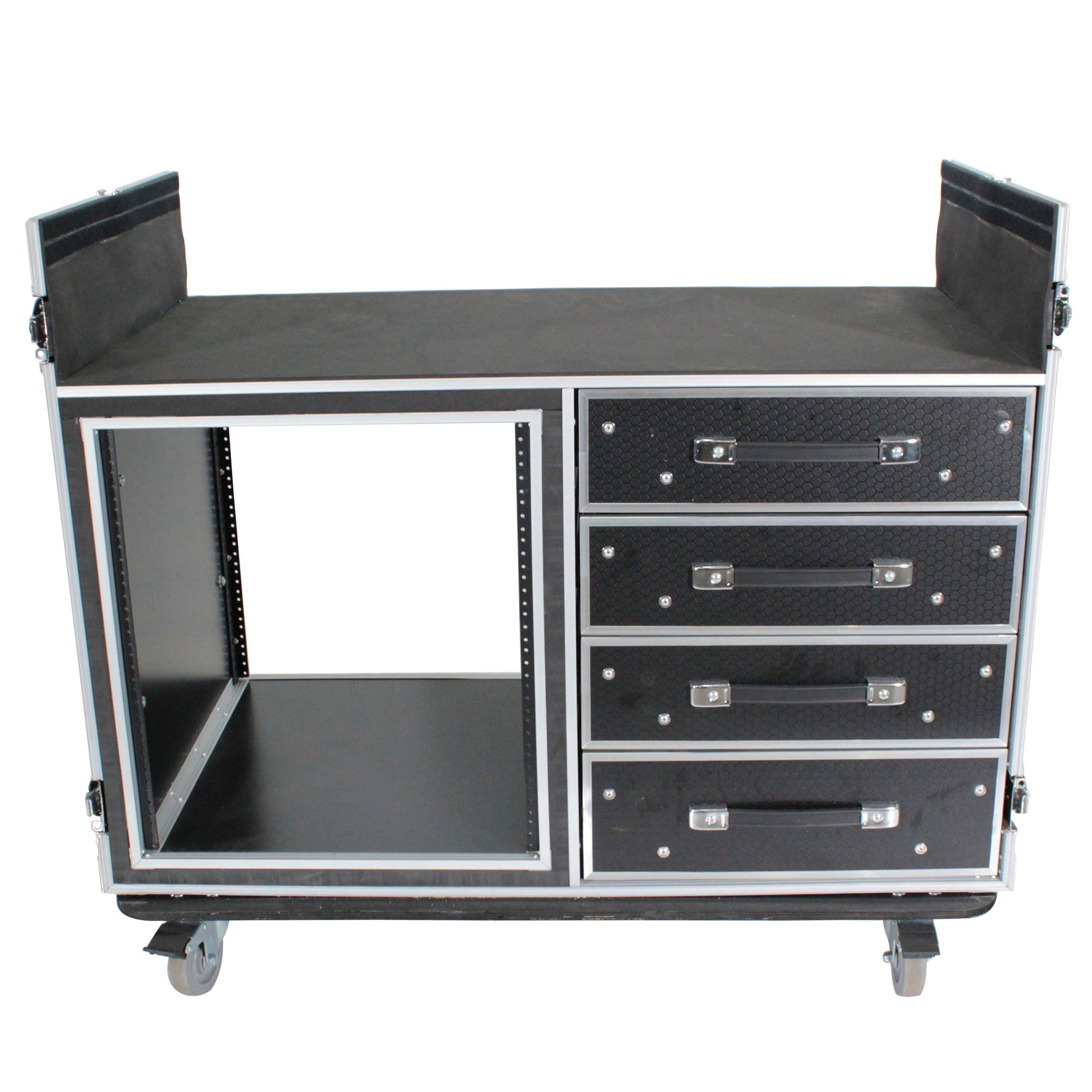 ATA Flight Style Mixing Console Case 12U Shockproof Rack (2) Side Tables