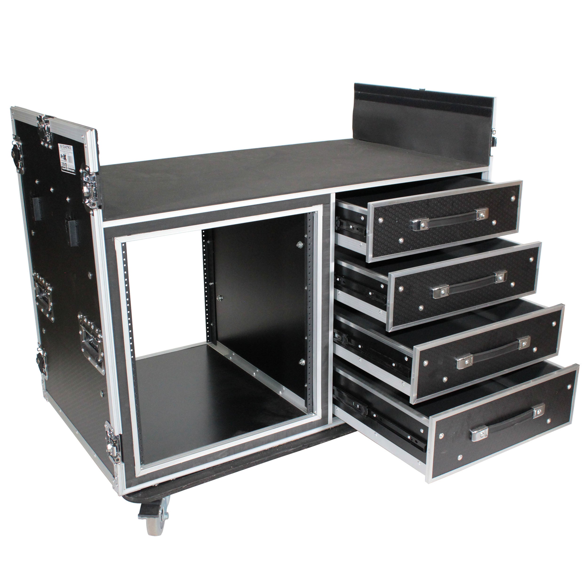ATA Flight Style Mixing Console Case 12U Shockproof Rack (2) Side Tables